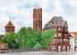 Preview: Postcard DIN-A6  Watercolor Art Print Luneburg Heath Heathland Landscape Watertower